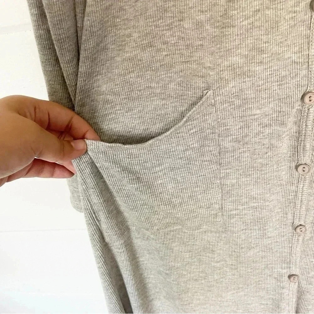Ontheland Lightweight Rib Knit Button Down Raw Hem Duster Cardigan Size Large - Picture 6 of 8